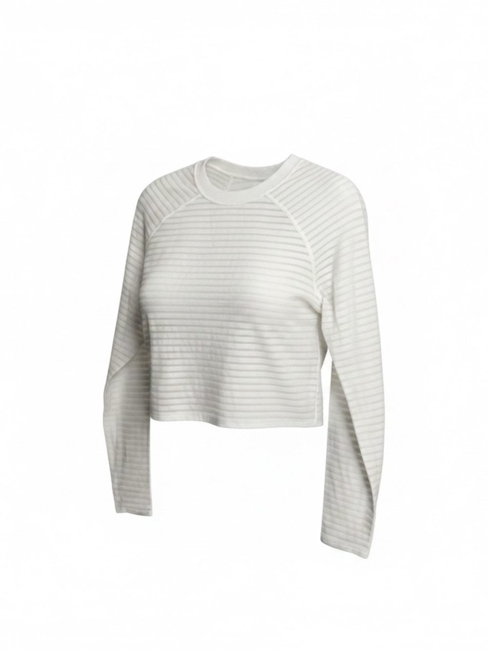 Lululemon Athletica White Striped Long-Sleeve Crop Top